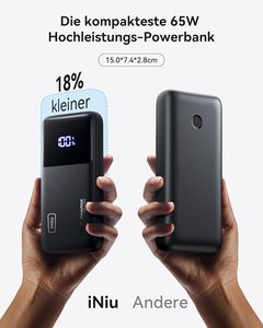 Cargador Portátil <span class=keywords><strong>INIU</strong></span> de 20000 mAh, Carga Rápida PD de 65 W, Banco de Energía con Pantalla Digital, Batería <span class=keywords><strong>Externa</strong></span> USB C Compatible con Teléfono - Product Image 3