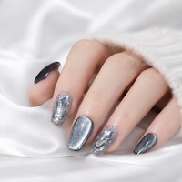 Kuku Akrilik Glitter Pendek/Sedang Buatan Tangan Full Cover 10 Pcs untuk Jari