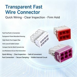Bloc de terminaison à connexion rapide, connecteur de fil transparent, joint de raccordement universel pour l'amélioration de l'habitat, câblage d'éclairage LED - Product Image 1