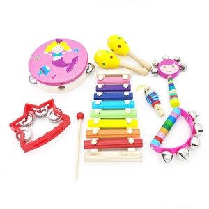 Colorful Wooden <b>Music</b> Orff Percussion <b>Instrument</b> Set With Maraca Whistle Tambourine Xylophone Hand Shaker for Kids Birthday Gift - Product Image 1