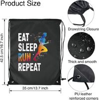 Sacs à dos personnalisés en polyester RPET 210D, couleur noire, imperméables, doux, écologiques, avec cordon de serrage, pour le sport, la gym, le marathon, les activités de plein air