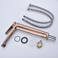 Robinet de lavabo de luxe en or rose, mitigeur monocommande chaud/froid pour lavabo de salle de bain, style ferme ou décoration vintage