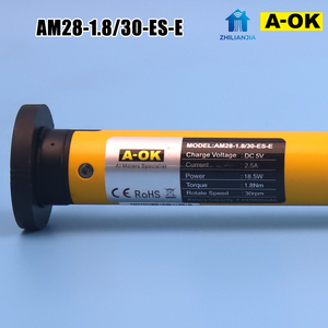<span class=keywords><strong>Moteur</strong></span> tubulaire rechargeable <span class=keywords><strong>AOK</strong></span> AM28-ES-E 1,8 Nm pour stores et volets roulants motorisés à télécommande, batterie lithium 28 mm - Product Image 1