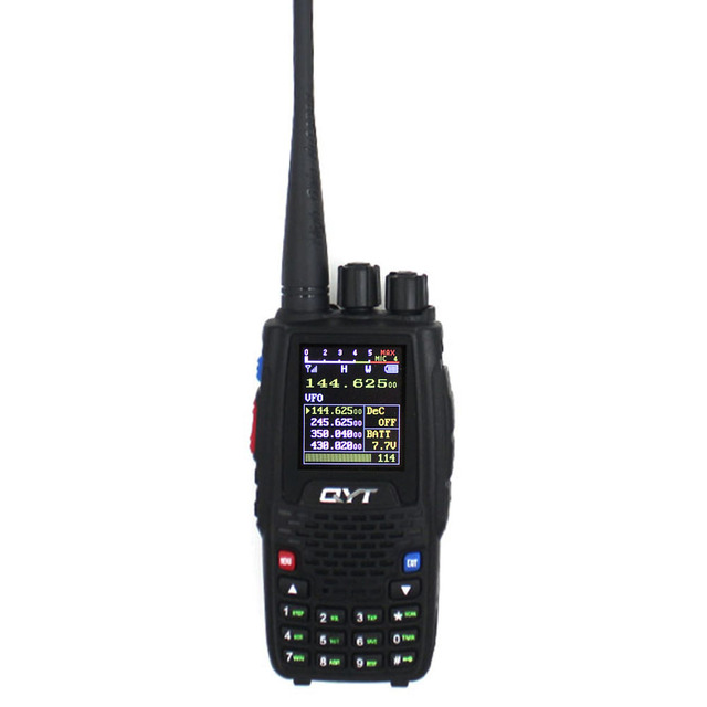 Original QYT Quad Band Handheld Two Way Radio KT-8R Outdoor UV 5W Ham Radio Transceiver with Li-ion Battery 3-8Km Range