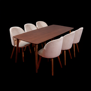 Enlander Ensemble de salle à manger moderne 6 places en bois de frêne brun massif Rectangle pour la maison Villa Hôtel Restaurant Appartement - Product Image 1