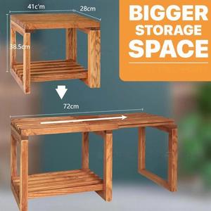 Wooden <b>Bathroom</b> Storage <b>Stool</b> With Shelf <b>For</b> Shower And Toilet Use 41-72x28x38.5cm Minimalist Design - Product Image 3