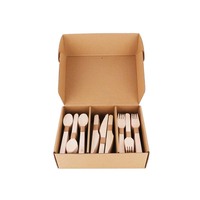 Ensemble de couverts jetables en bois 300 pièces (100 fourchettes, 100 cuillères, 100 couteaux) Ustensiles en bois biodégradables compostables écologiques