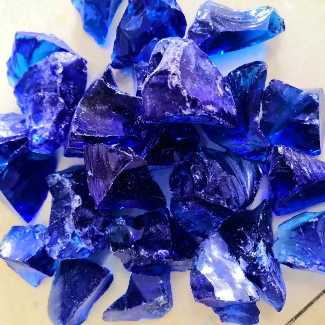 glass rocks Decorative Blue Colored Glass Landscaping Rock for Home Decoration