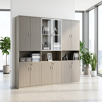 Meuble de rangement combiné personnalisable moderne pour école, bureau ou atelier, avec vitrine en verre et section inférieure verrouillable