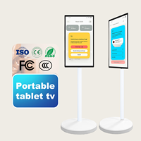 TV enrollable de pantalla inteligente portátil de 27 pulgadas con cámara para Android 12 pantalla táctil interactiva recargable Jcpc TV portátil
