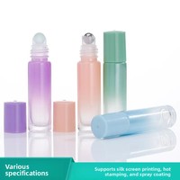 Flacon de parfum roll-on en verre dégradé personnalisé de 10 ml, vide et rechargeable, pour huiles essentielles, avec bille en verre et acier