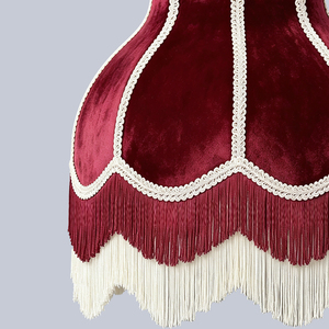 <span class=keywords><strong>Paralume</strong></span> per Lampada a Sospensione Rebecca Fatto a Mano con Frange, in Velluto di Lusso <span class=keywords><strong>Rosa</strong></span>, Rosso e Bianco, Facile Installazione - Product Image 5