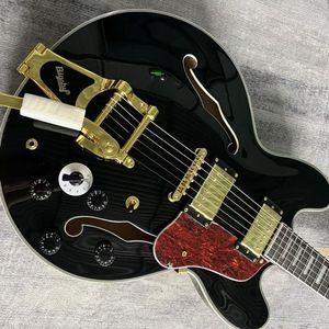 Guitare électrique semi-hollow jazz <span class=keywords><strong>ES335</strong></span> de couleur noire avec corps en acajou et système de vibrato pour les passionnés de musique - Product Image 1