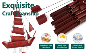 Campanas <span class=keywords><strong>de</strong></span> <span class=keywords><strong>Viento</strong></span> <span class=keywords><strong>de</strong></span> Bambú Hechas a Mano <span class=keywords><strong>de</strong></span> 40 Pulgadas, Acabado Natural, <span class=keywords><strong>Sonido</strong></span> Relajante para Interiores/Exteriores, Decoración Colgante para Jardín <span class=keywords><strong>y</strong></span> Fiestas - YINGTU - Product Image 5