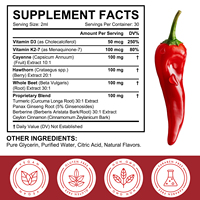 Compléments alimentaires liquides à base de poivre de Cayenne biologique, d'aubépine et de racine de betterave, 60 ml, marque privée, soutien à la santé immunitaire, extrait d'herbes sauvages