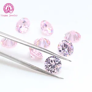Wholesale price synthetic gemstone loose zircon 3x3mm-9x9mm round cut light pink cz stones cubic zirconia for fine jewelry