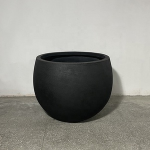 Fioriera Rotonda Grande da Esterno in Fibra di Vetro Nera, Semplice ed Ecologica, <span class=keywords><strong>per</strong></span> Patio, Giardino, Centro Commerciale, Hotel - Product Image 5