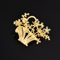Broche de luxe XILIANGFEIZI de haute qualité en zircon, motif panier de fleurs coloré, accessoires de revers de costume au design personnalisé