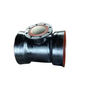 ISO2531 Ductile Cast Iron Fittings Double Socket Level Invert Tee With Flange Branch
