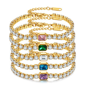 Bracelet Tennis 4 mm en Acier Inoxydable Entièrement Sertie de Zircons, Sertissage Canal, Bijou Unisexe, Cadeau, Design Géométrique - Product Image 1