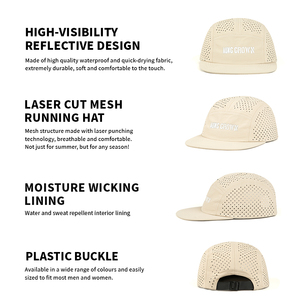 <span class=keywords><strong>Casquette</strong></span> de <span class=keywords><strong>course</strong></span> grise non structurée <span class=keywords><strong>à</strong></span> séchage rapide pour l'été, <span class=keywords><strong>casquette</strong></span> de camping perforée découpée au laser de haute qualité - Product Image 4