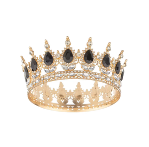 Barroco corona redonda completa oro <span class=keywords><strong>pastel</strong></span> Topper Metal y aleación suministros decorativos con diamantes <span class=keywords><strong>de</strong></span> imitación Tiara y ramo Accesorios - Product Image 1