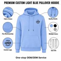 Sweat-shirts décontractés et sportifs en polyester bleu personnalisés avec poches kangourou, pantalons de jogging à capuche unisexes pour club et salle de sport pour hommes