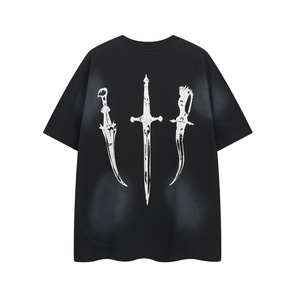 T-shirt à manches courtes de haute qualité 100% coton, imprimé cartoon sombre post-apocalyptique, streetwear, 230GSM, poids lourd - Product Image 5