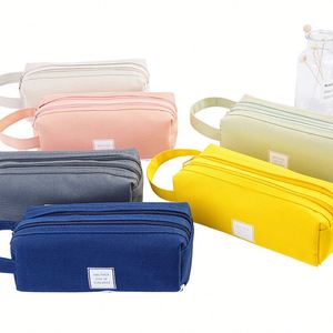 Trousse à crayons en toile double compartiment grande capacité pour la rentrée scolaire, sac portable multifonctionnel pour fournitures scolaires - Product Image 3