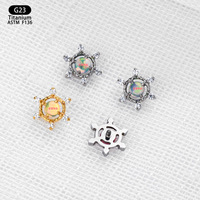 Boucles d'oreilles en titane G23 Yunnique en forme de flocon de neige, clous d'oreilles en opale aurore de 8 mm pour piercing des lèvres