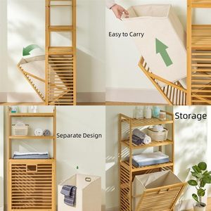 Bathroom <strong>Cabinet</strong> Floor Standing Storage <strong>Cabinet</strong> With Shutter Door,<strong>Bamboo</strong> <strong>Cabinet</strong> for <strong>Kitchen</strong>,Living Room,Bathroom - Product Image 6