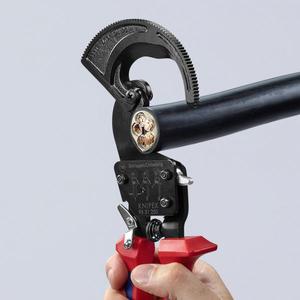 KNIPEX - 95 31 250 Cable Cutter (<b>ratchet</b> action) black lacquered, <b>handles</b> with multi-component grips - EAN 4003773043935 CUTTING - Product Image 4