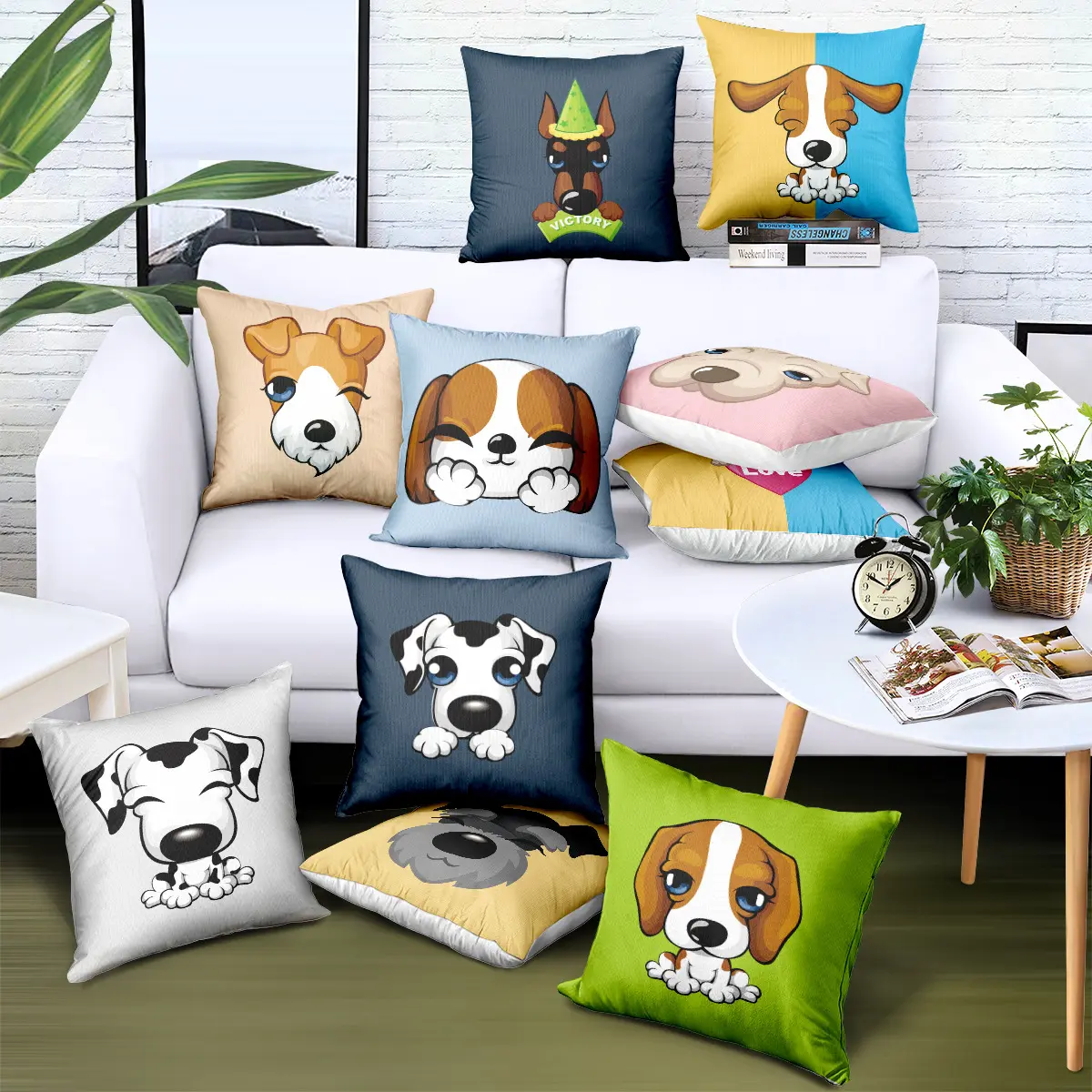 Amity Ins Car Headrest Cushion Throw Pillow Case Animal Dog Print Home Decor Cushion Cover For Sofa