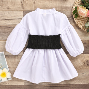 2025 New Toddler Girl Fashion Weißes Hemd kleid Mit Schwarzem Gürtel Niedliche Kinder Mädchen Outfit Laten ärmel Kid Girl Top Bluse - Product Image 3