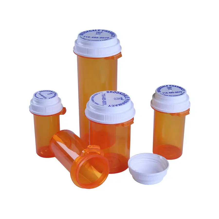 Convertible Small Prescription Rx Plastic Medicine Vials 4DR 6DR 8DR 10DR 13DR 16DR 20DR 30DR 40DR 60DR 80DR 90DR 160DR