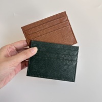 Dompet Kartu Kredit Kulit Sapi Asli Pebble, Tipis, Tempat Kartu Identitas, untuk Wanita dan Pria