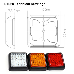 Dot emark 3C phê duyệt 36 LED phía sau đuôi đèn vuông phanh lần lượt tín hiệu đèn cho xe tải Trailer RV <span class=keywords><strong>12V</strong></span> 24V - Product Image 3