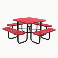 Table de pique-nique en acier détachable de qualité commerciale pour l'extérieur, robuste, avec banc, pour jardin, patio, table à manger en métal