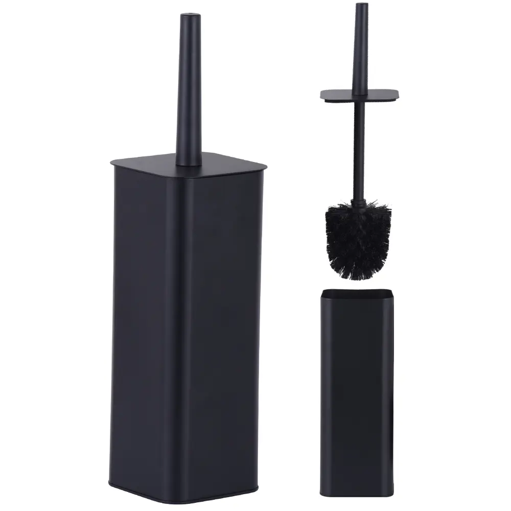 Bagno nero 304 in acciaio inox spazzola per la pulizia della toilette con supporto set 2 testina in silicone opzionale TBS008