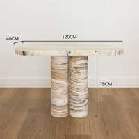 Table console de salon KUMUSI FURNITURE Wabi-Sabi en marbre crème avec base solide