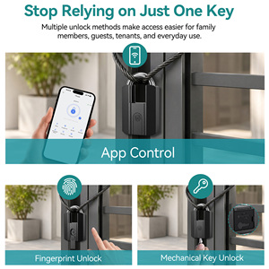 Lucchetto Intelligente SJJ TTLock con App e Impronta Digitale, Lucchetto Elettronico Senza Chiave per Cancelli, Armadietti, Magazzini e <span class=keywords><strong>Sicurezza</strong></span> Esterna - Product Image 2