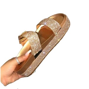 Sandalias Planas de Dos Tiras para Interiores y Exteriores, con Cristales, Elegantes, para Mujer, Estilo Peep-Toe, Deslizables, Verano 2023, Oferta - Product Image 5
