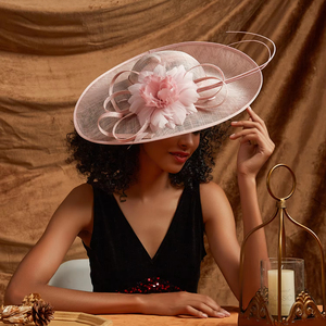 Iglesia verano sombrero para el Sol vestido de novia sombrero de novia gorra Floral mujeres ala ancha Organza flor playa protección solar sombreros de paja - Product Image 4
