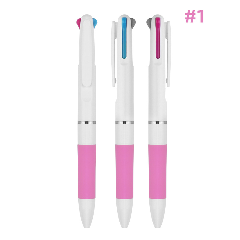 Novel Design 3-Color Multi Function Ballpoint Pen With Custom Logo Writing Smooth for School