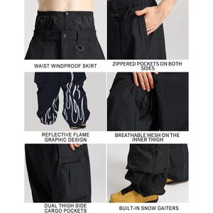 Pantalon de neige unisexe ample personnalisé, imperméable 20K, respirant 15K, coupe-vent, pour snowboard et ski, taille adulte - Product Image 5
