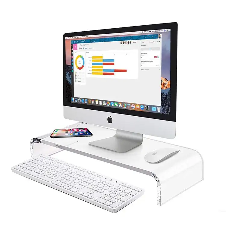Penyangga Monitor Akrilik Modern Bening, Dudukan Riser Komputer Desktop Notebook Laptop