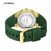 Montre à quartz SINOBI pour homme, mouvement lumineux, boîtier en alliage de 41 mm, bracelet en silicone, verre minéral, étanche, avec boîte cadeau