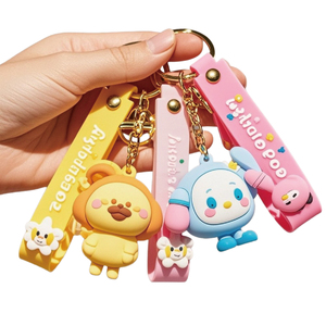 Wholesale Custom 2D 3D PVC Anime Keychain Soft Silicone Rubber Plastic Keychain Carabiner Metal for Key Holder Featuring Cartoon