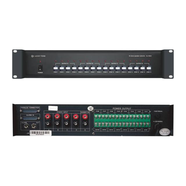 High Power PA System 4 Audio Inputs and 4 Groups Speaker 16 Zone Speaker Selector for Audio Analog