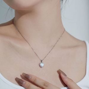 Dylam Top End Women Jewelry Diamond Gemstone Sterling Silver Zirconia Eternity Heart Shape Halo Synthetic <b>Opal</b> Pendant <b>Necklace</b> - Product Image 5